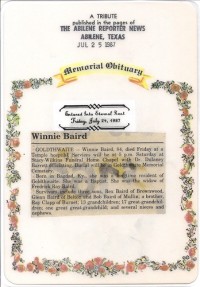 Obituary 1987 07/25 <i>Abilene Reporter News</i>