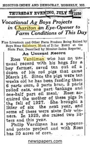 <i>Monitor Index and Democrat, Moberly, Missouri</i> 3 July 1930