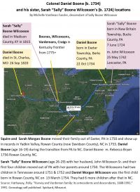 Boone family locations 1724-1820