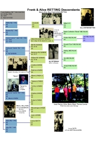 Frank and Alice Reting Descendants